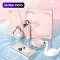 Ballet Makeup Gift Box Set, Cosmetic Gift Set, Makeup Bundle Box, Ballet-Themed Glam Set with Lip Balm, Powder Highlighter and Eyeshadow Palette, Essential Makeup Tools for Students, Includes Greeting Card & Gift Bag ￼