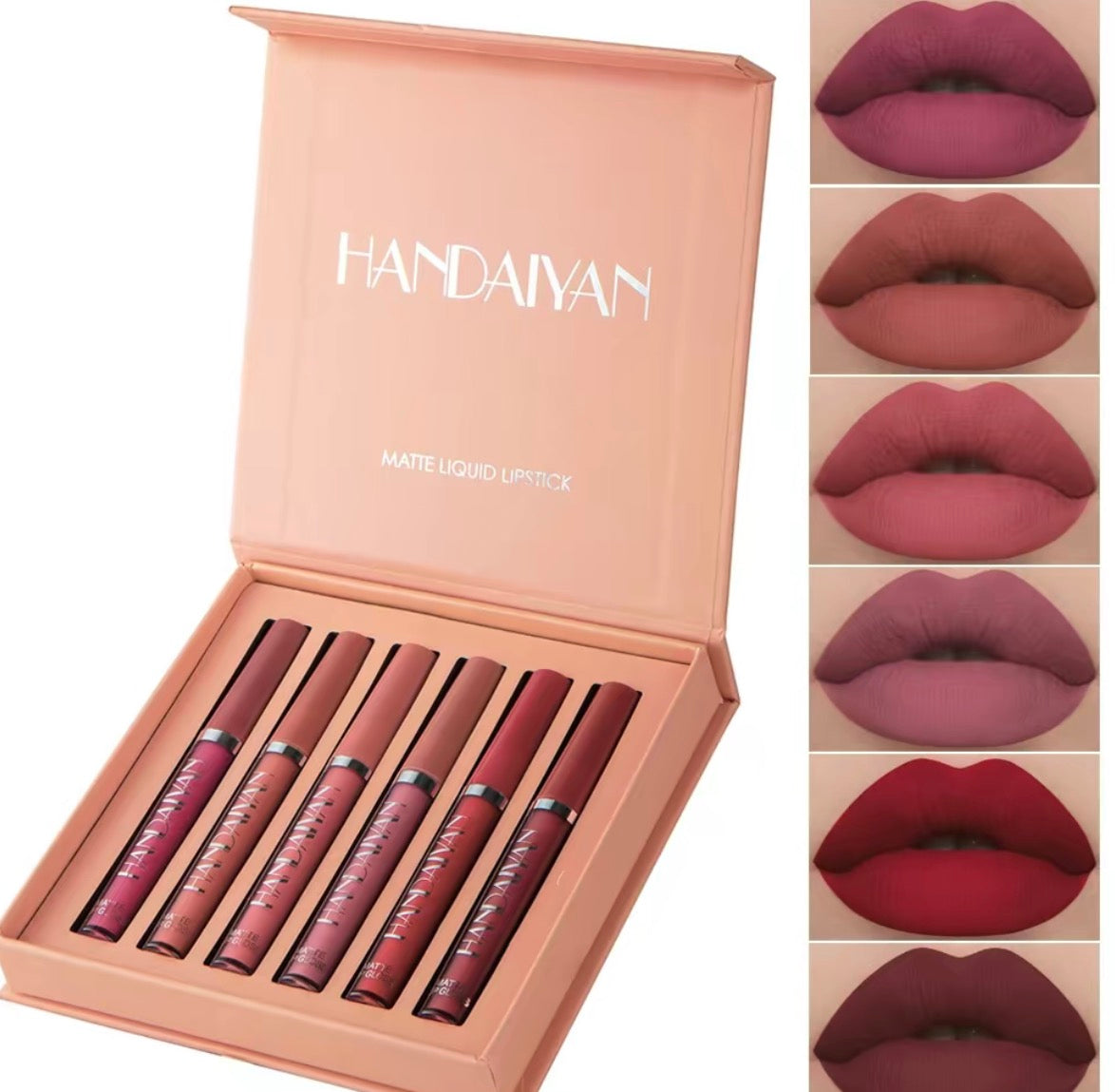 Long-lasting matte lip gloss set, 6 pieces/box, waterproof lip gloss, moisturizing matte lipstick, suitable for all occasions, lip gloss and lip color set, a great gift for girls, Christmas gift, Valentine's Day gift.